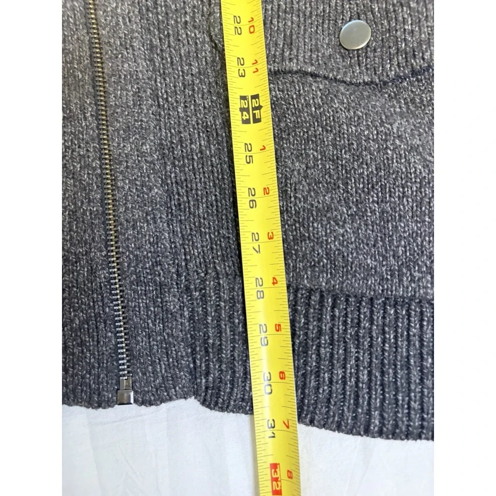 Banana Republic Mens Gray Cotton Blend Zip Cardigan Sweater  XL Academia Preppy